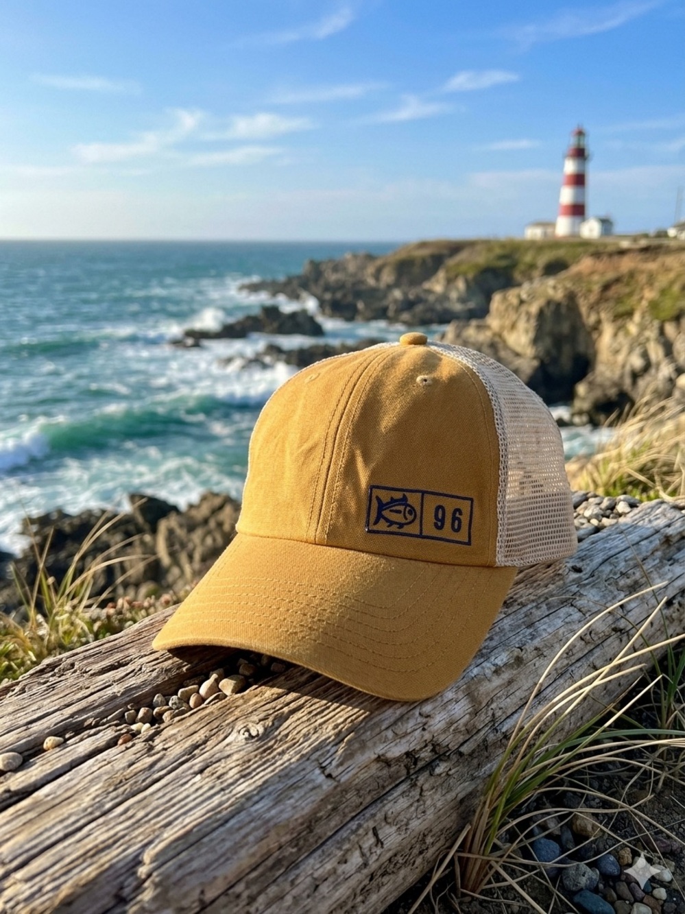 Southern Tide Mustard Yellow & Tan Mesh Trucker Hat